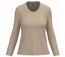 T-shirt manches longues col V - Femme - K382 - beige-1