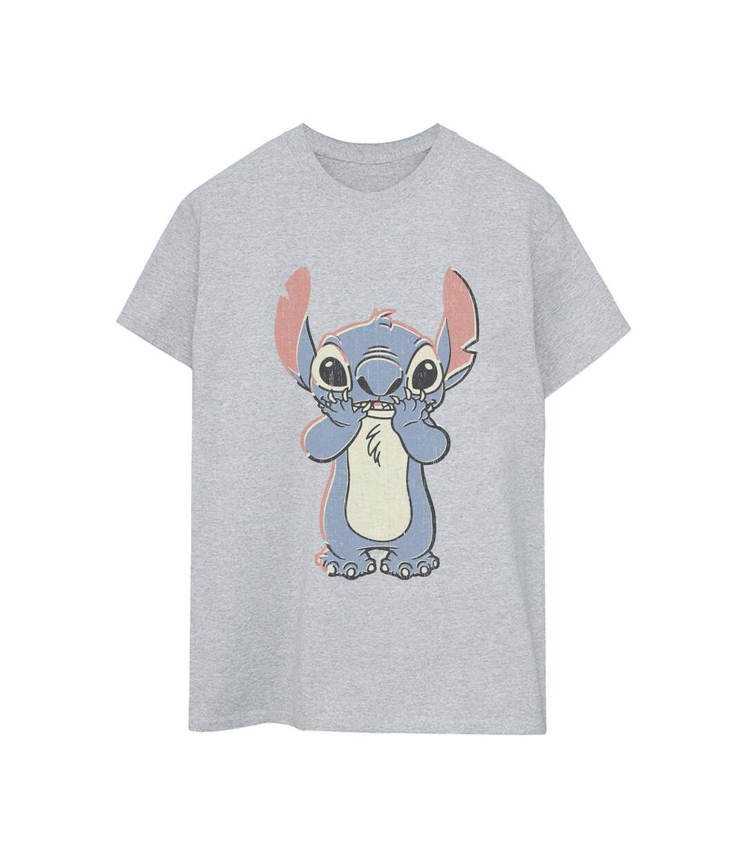 Disney Womens/Ladies Lilo And Stitch - T-shirt boyfriend en coton à gros motifs (Gris sportif) - UTBI29674-1