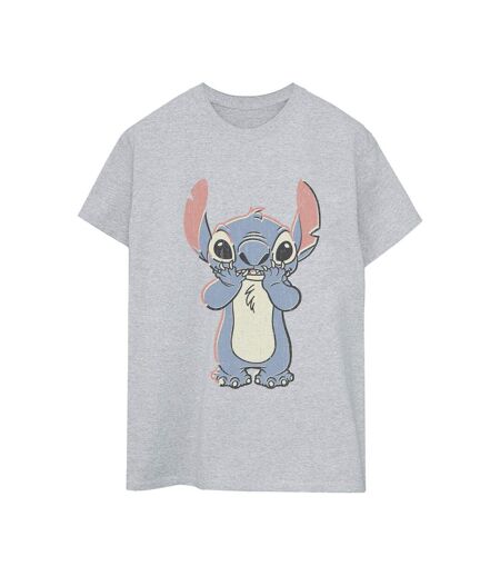 Disney Womens/Ladies Lilo And Stitch - T-shirt boyfriend en coton à gros motifs (Gris sportif) - UTBI29674