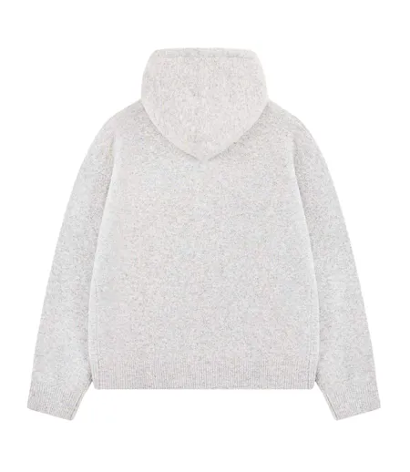 Mens Wool Blend Soft Full Zip Hoodie Grey Couture Club