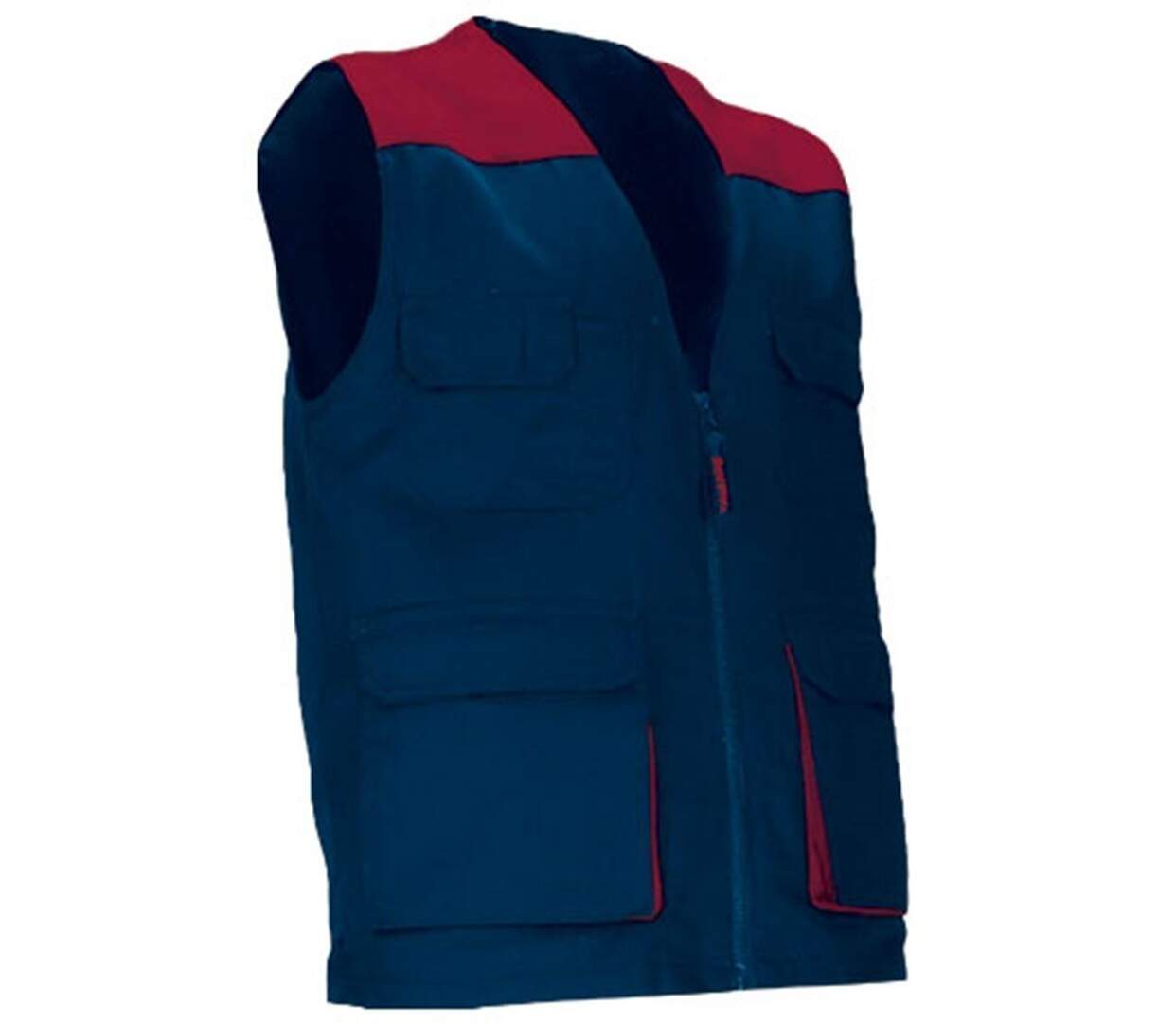 Gilet de travail léger - Unisexe - REF THUNDER - bleu marine et rouge-1