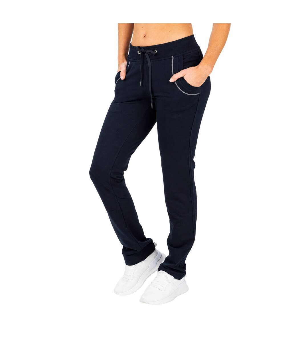 Womens/ladies Contrast Stitching Regular Sweatpants Dark Blue Sjeng Sports-1