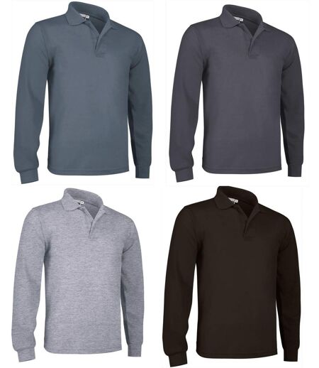 Lot 4 Polos manches longues - Homme - PREDATOR - noir et gris