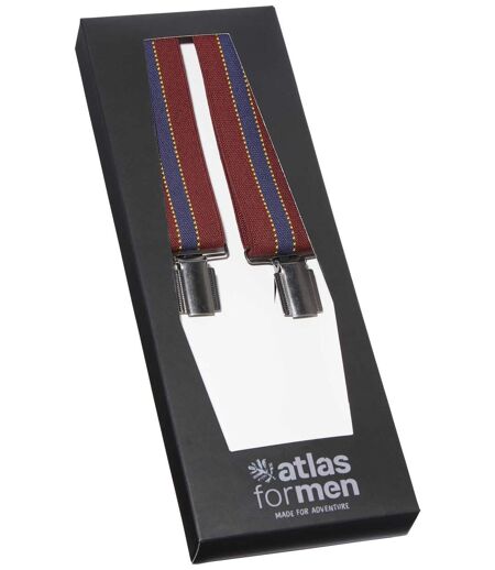 Men's Striped Braces Gift Set - Navy Burgundy