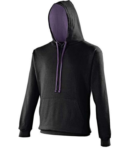 Sweat à capuche contrastée unisexe - JH003 - noir et violet