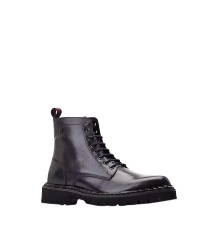 Base London Mens Sutton Leather Combat Boots (Black) - UTFS9399