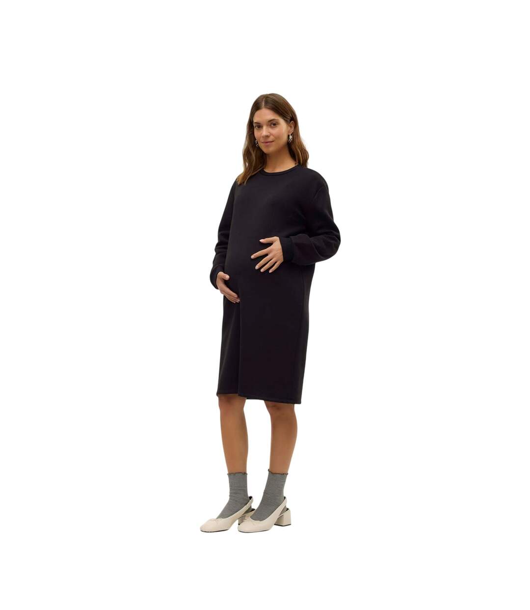 Robe Sweat Grossesse Femme Noir Mamalicious-1