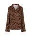 Womens/ladies Leopard Print Pyjama Set Brown Black Urban Threads-2