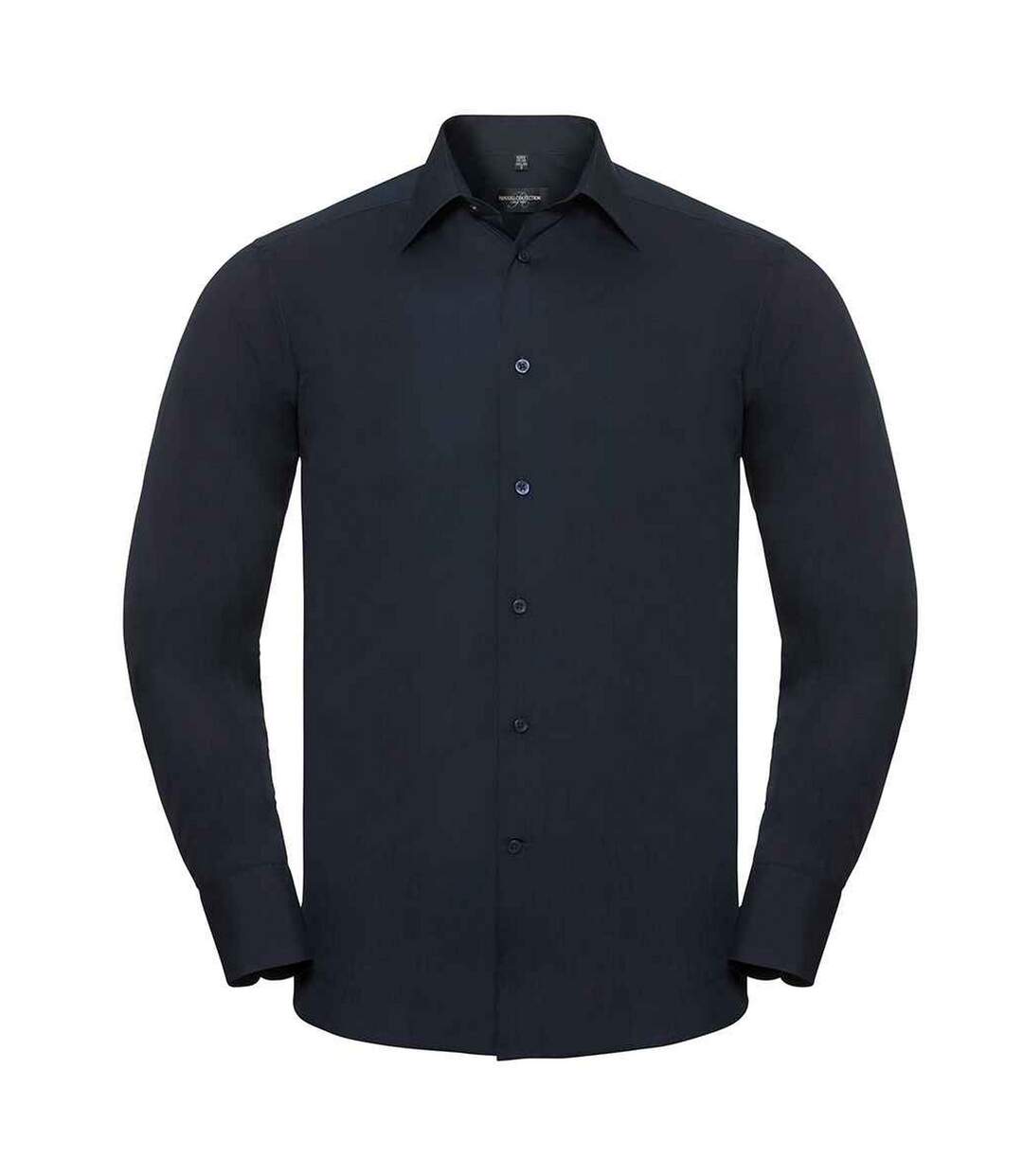 Mens poplin tailored long-sleeved shirt french navy Russell Collection