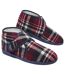 Men's Checked Sherpa-Lined Slippers - Burgundy Navy