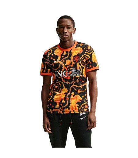 Maillot De Foot Motif/style Pays-bas Pre Match Homme Noir Blanc Nike
