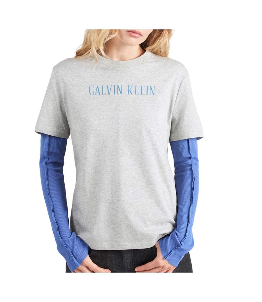 T-Shirt gris femme calvin klein jeans varsity-1