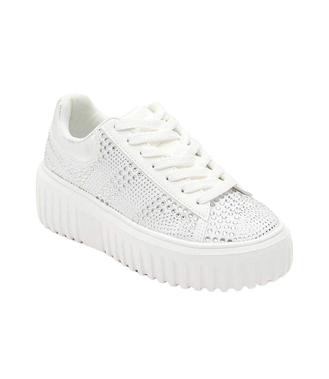 Womens/ladies Diamante Diamante Trainers White Where´s That From-3
