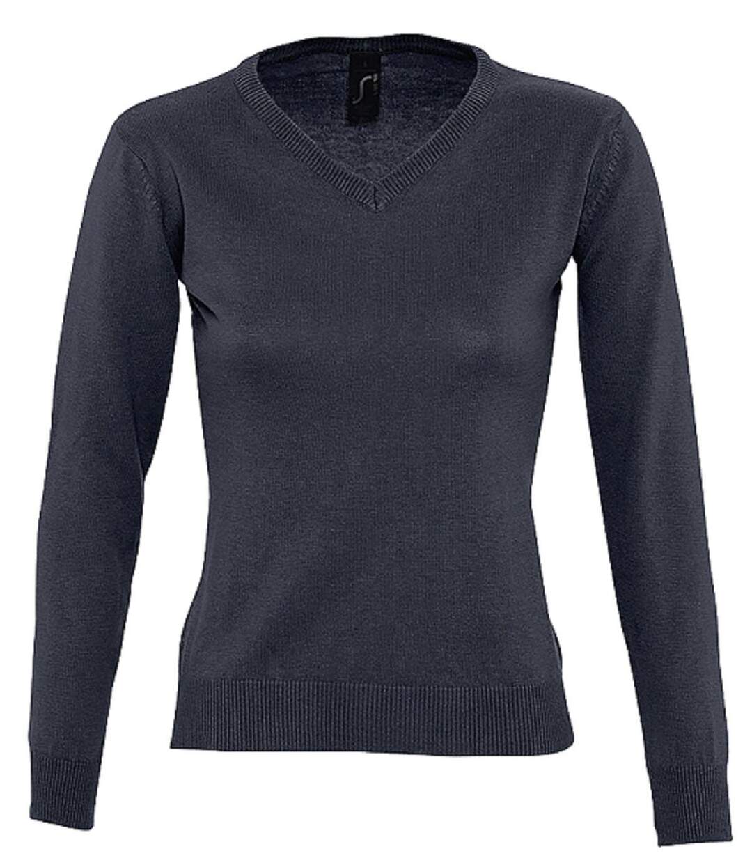 Pull col V - Femme - 90010 - bleu marine