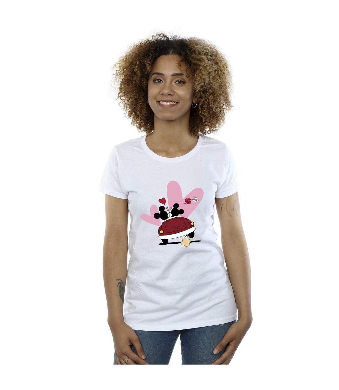 Disney T-shirt en coton imprimé voiture Mickey Mouse Femme/Ladies (Blanc) - UTBI33653-2