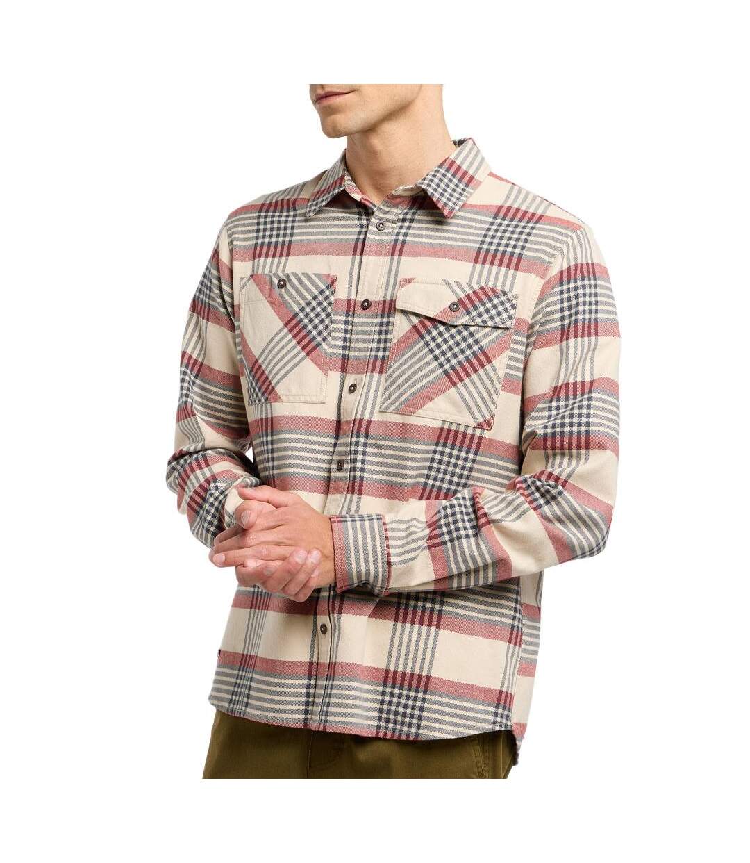 Chemise beige/rouge à carreaux homme ragwear thanks-1