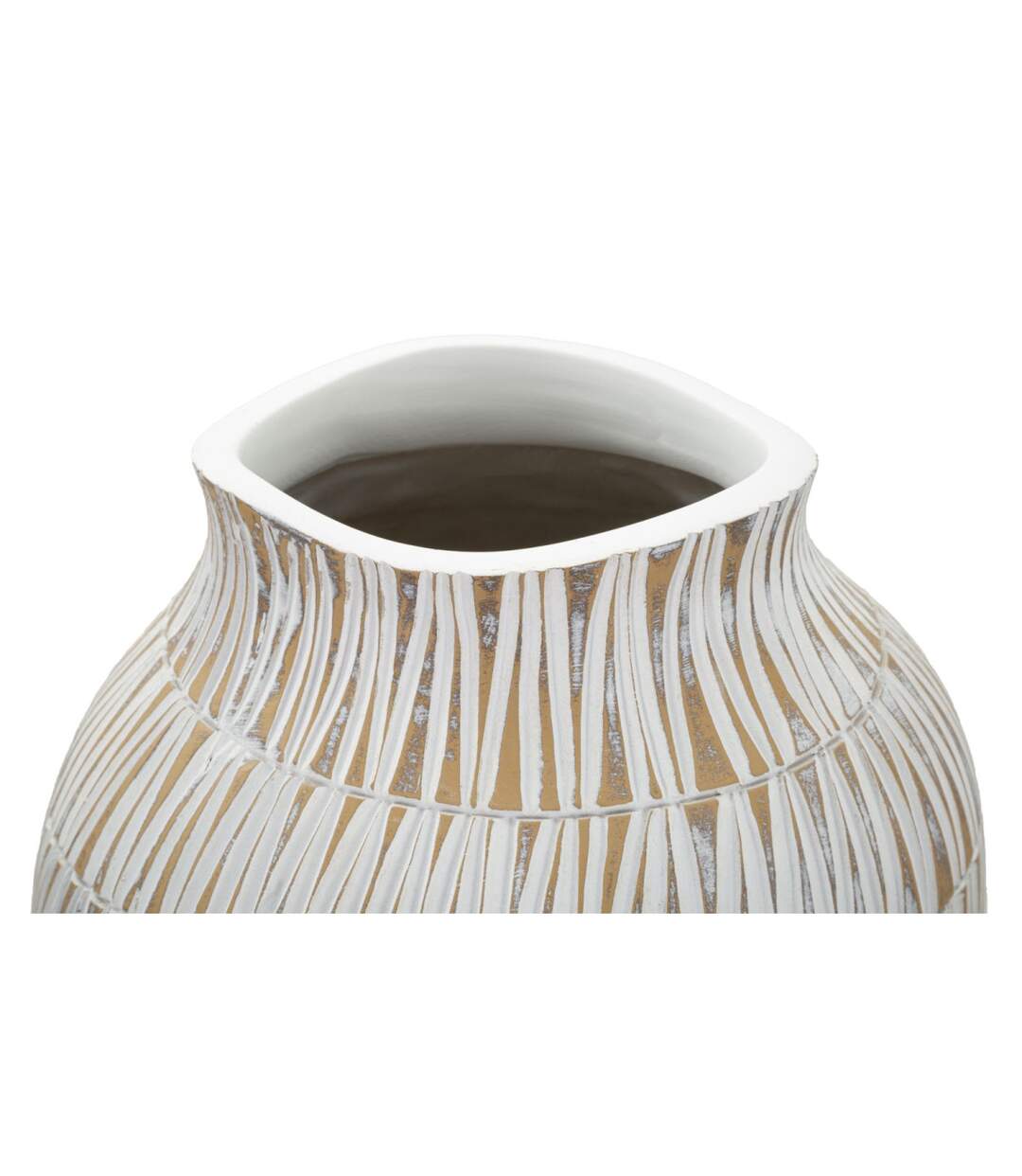 Vase Déco en Résine Stiky 50cm Or & Blanc-4