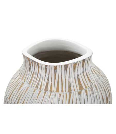 Vase Déco en Résine Stiky 50cm Or & Blanc