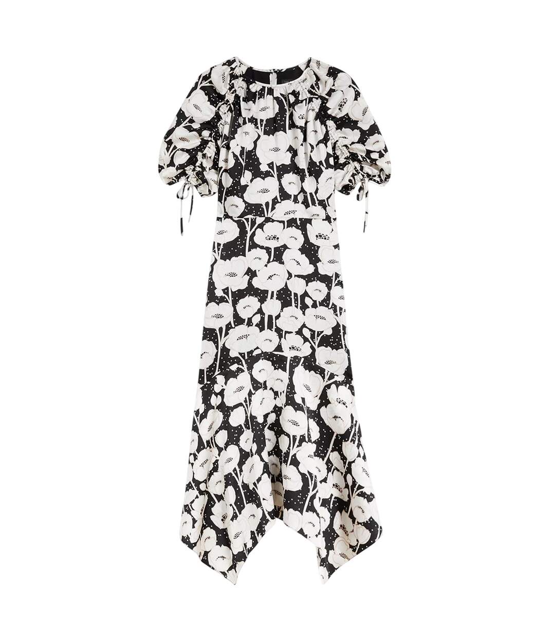 Robe Mi-longue Manches Bouffantes Motif/style Coquelicot Floral Abriee Femme Noir Ted Baker-2