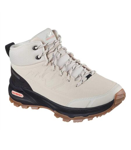 Womens/ladies Max Protect Waterproof Walking Shoes Natural Black Skechers