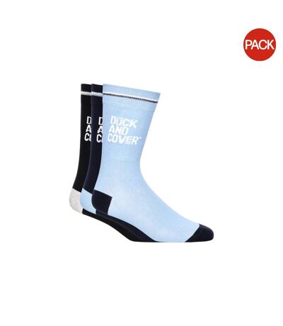 Pack of 3  Mens drenor socks  blue/black/grey Duck and Cover