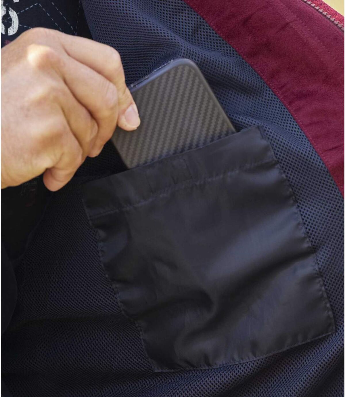 Vínová safari parka z imitace semiše  Atlas For Men