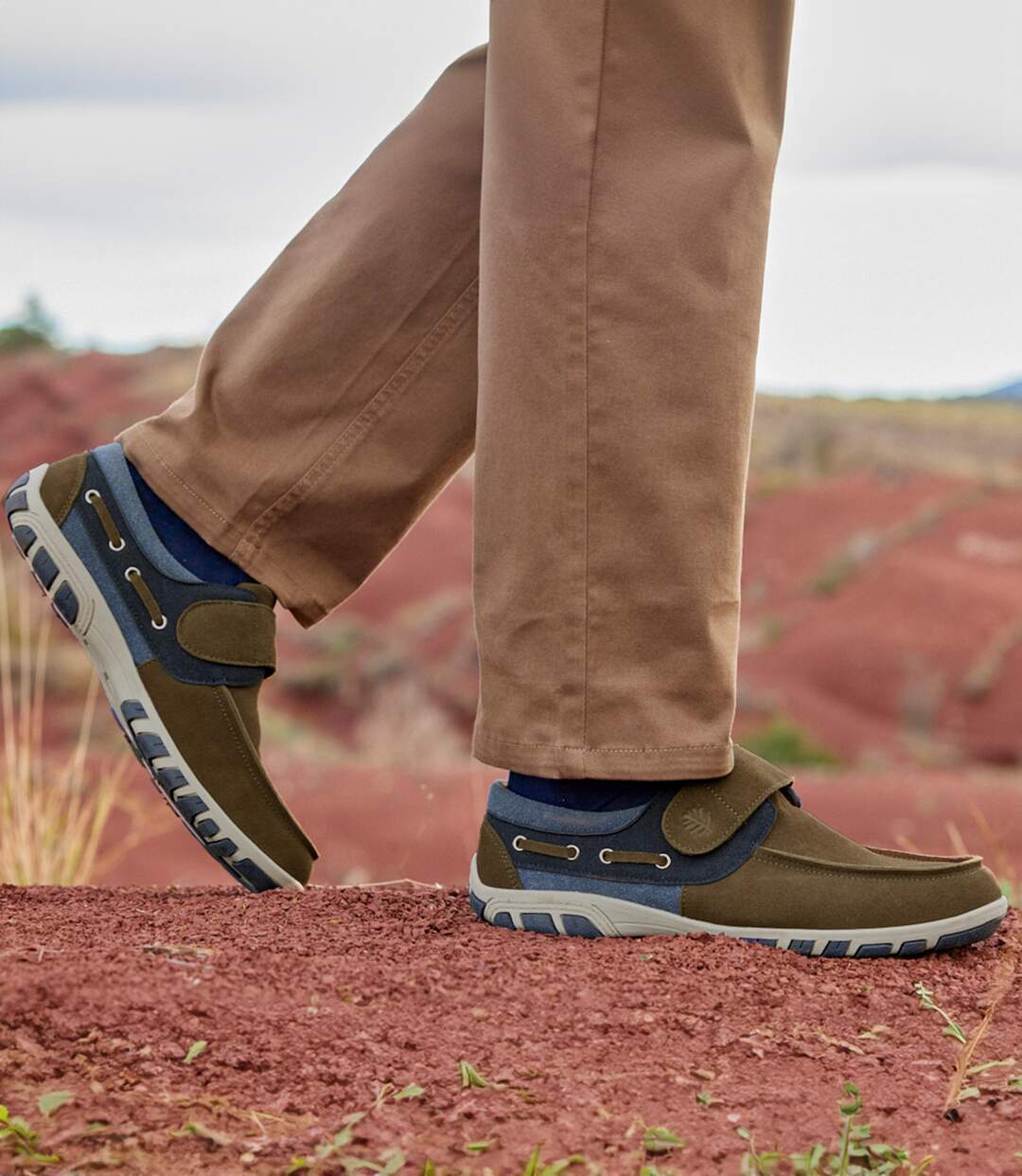 Men's Brown Hook-and-Loop Moccasins 