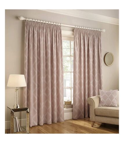 Olivia pencil pleat curtains 66in x 72in blush red Paoletti