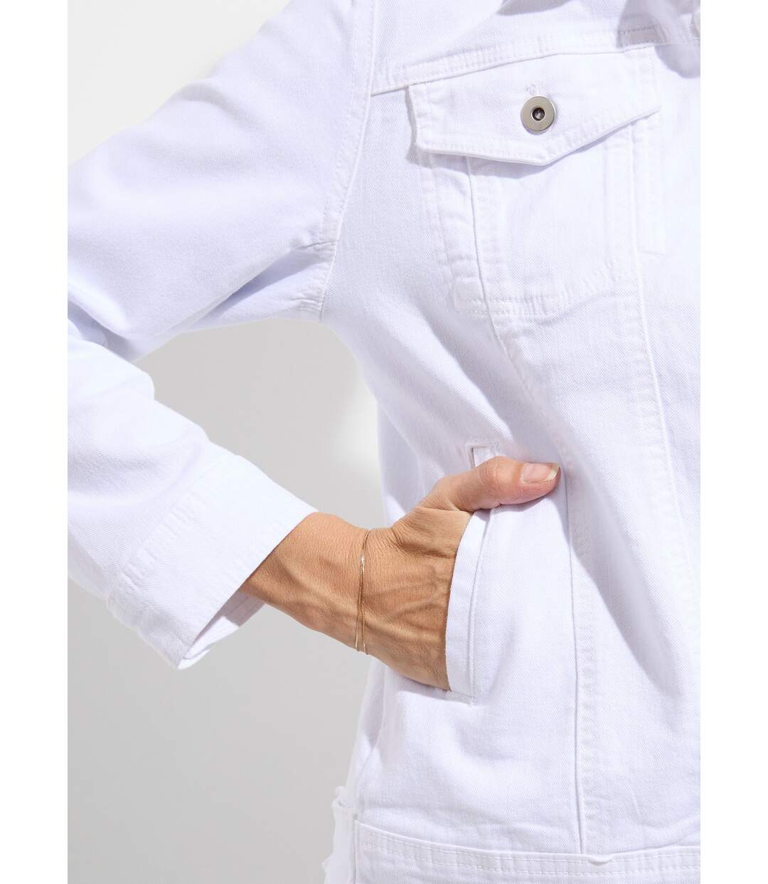 Veste en jean droite boutonnée-4