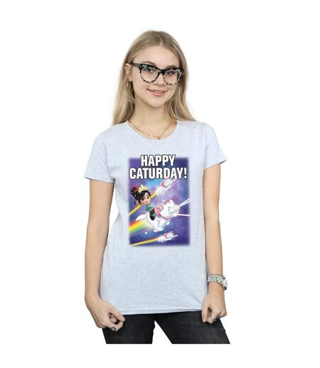 Disney T-shirt en coton Womens/Ladies Wreck It Ralph Happy Caturday (Gris sportif) - UTBI45002