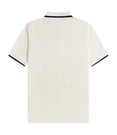 Mens Zip Neck Polo Shirt Ecru Fred Perry