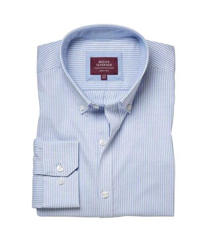 Brook Taverner Mens Lawrence Oxford Formal Shirt (Sky Blue Stripe) - UTPC4650