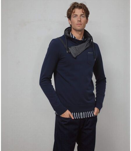 Sweat  à  manches longues pour homme - Bleu avec col asymétrique et fermeture éclair