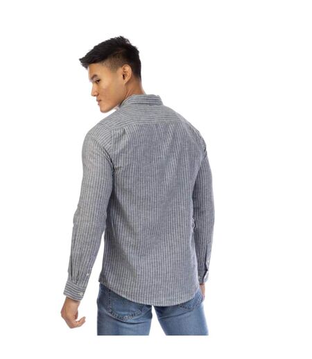 Mens Striped Regular Shirt Navy White Peter Werth