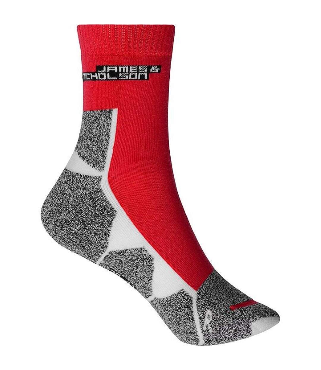 Chaussettes de sport - JN215 - rouge vif et blanc