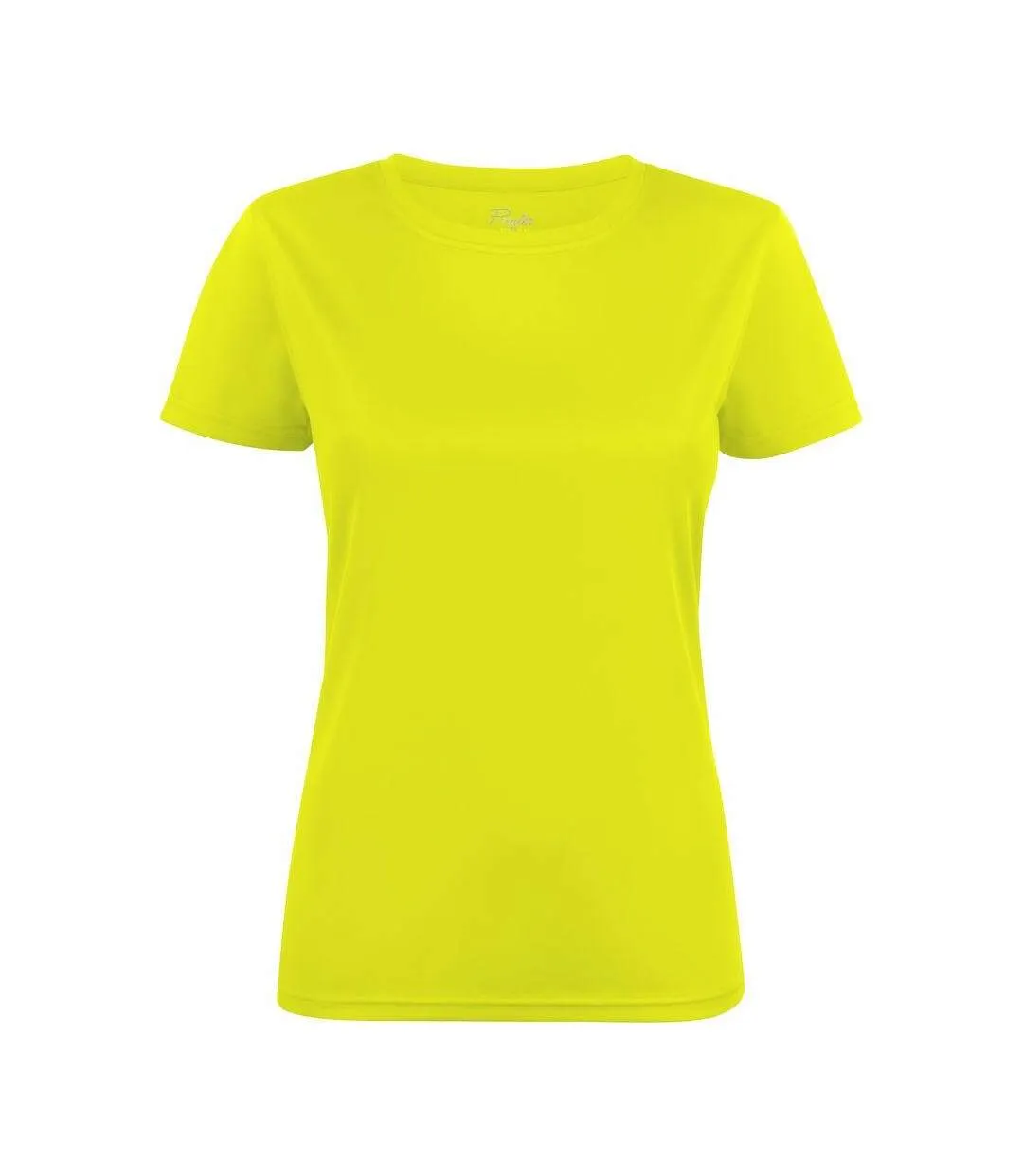 Womens/ladies Run T-shirt Bright Yellow Printer RED-1
