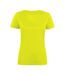 Womens/ladies Run T-shirt Bright Yellow Printer RED-1