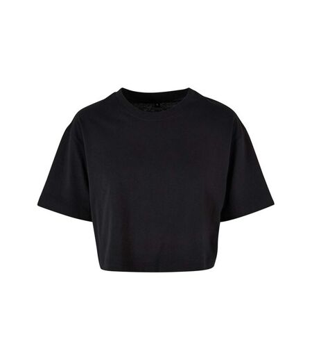 Build Your Brand Womens/Ladies Oversized Short-Sleeved Crop Top (Black)