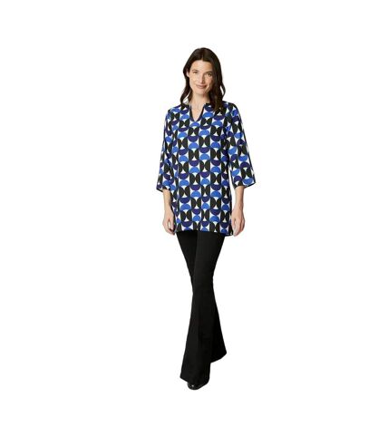 Maine Womens/Ladies Geometric Notch Neck Tunic (Blue/White/Black) - UTDH6165