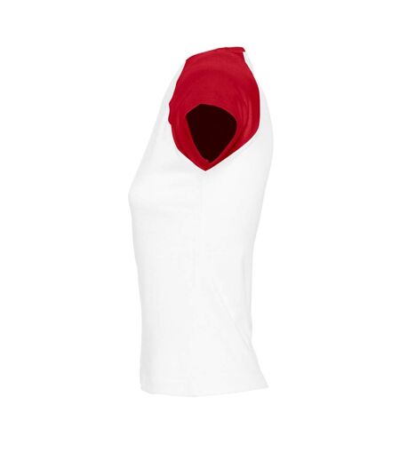 SOLS Womens/Ladies Milky Contrast Short/Sleeve T-Shirt (White/Red) - UTPC301