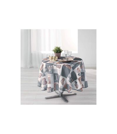 Nappe Ronde Imprimée Hearty 180cm Blanc & Gris