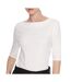 T-Shirt blanc femme calvin klein jeans half supima boat-1