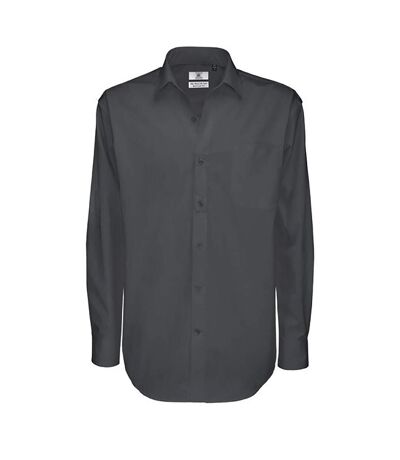 B&C Mens Sharp Twill Cotton Long Sleeve Shirt / Mens Shirts (Dark Grey)