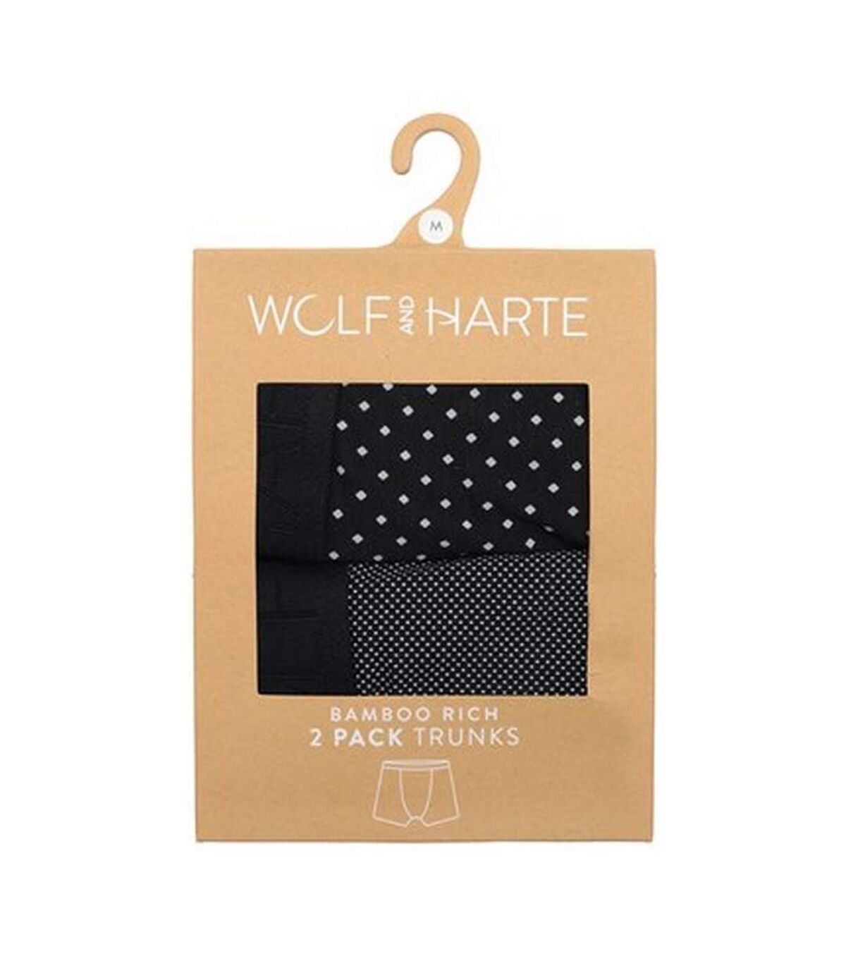 Wolf & Harte Mens Bamboo Rich Spotted Boxer Shorts (Pack Of 2) (Black)
