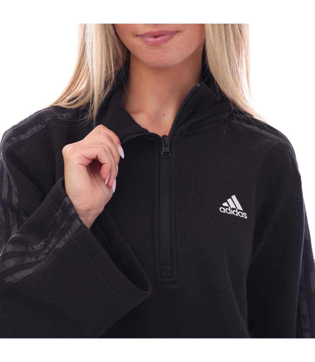 Sweat À Capuche Style 3 Rayures Femme Noir Adidas-4