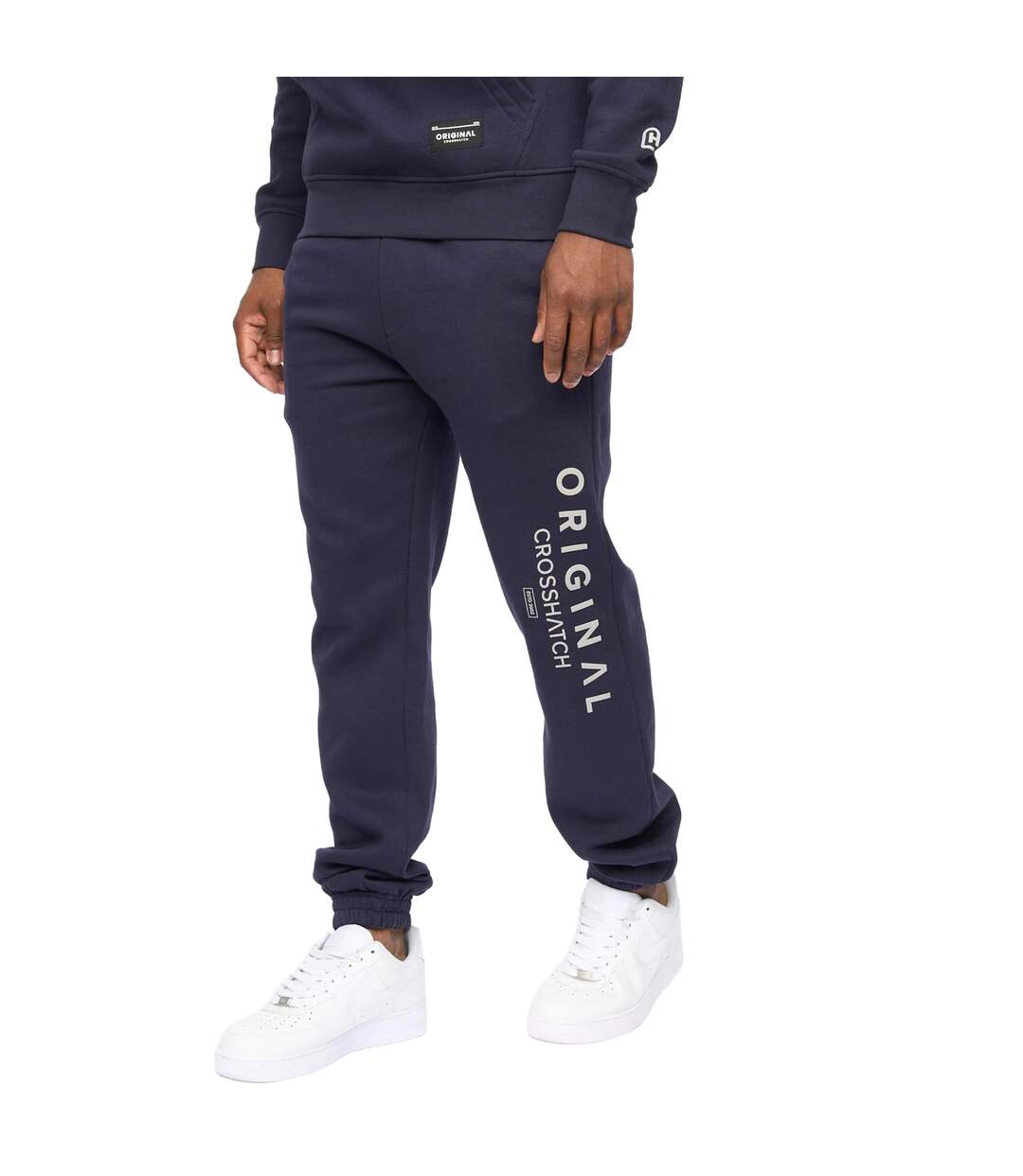 Mens Jamals Hoodie And Joggers Set Navy Crosshatch-3