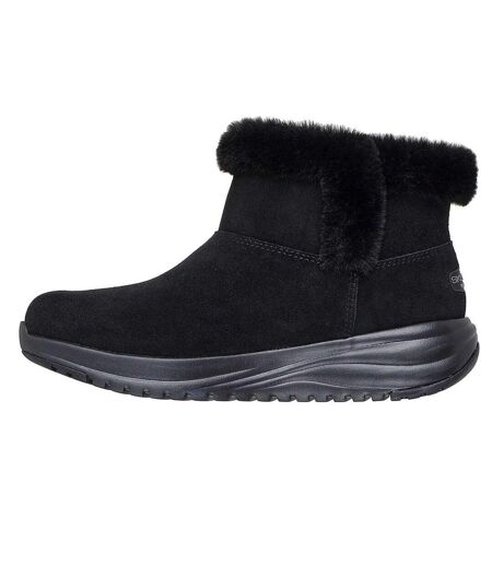 Womens/ladies On The Go Stellar Suede Faux Fur Lined Ankle Boots Black Skechers