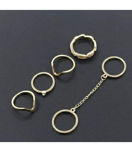 6 Pcs Gold Chain Knuckle Midi Stacking Bohemian Ring Set