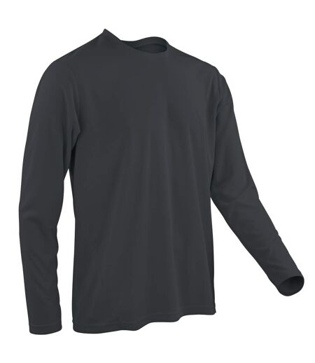 Spiro Mens Sports Quick-Dry Long Sleeve Performance T-Shirt (Black) - UTRW1493