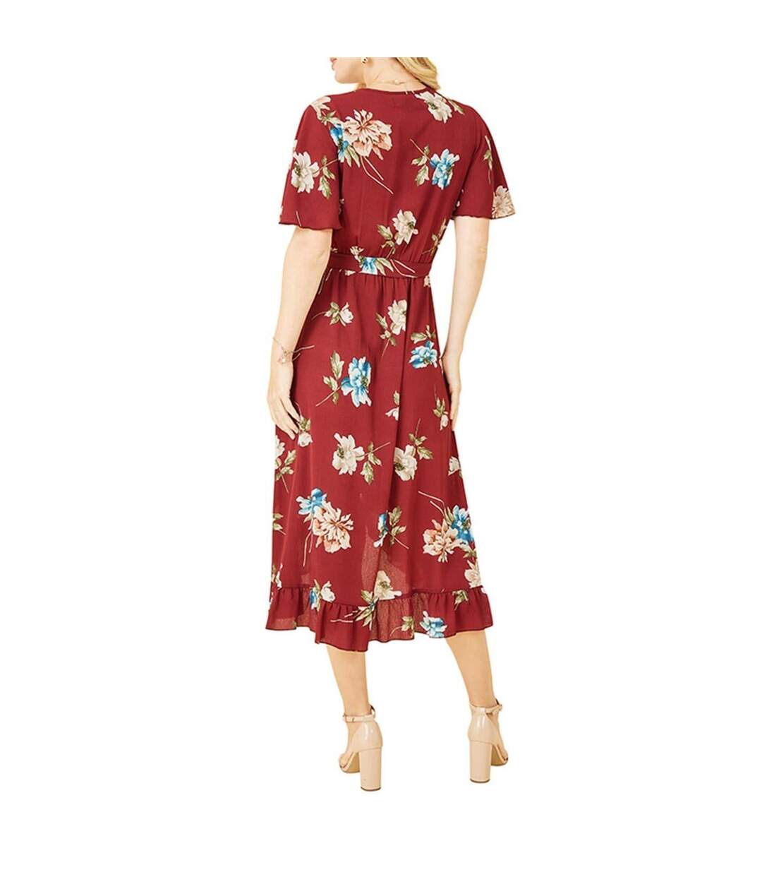 Robe Portefeuille Motif/style Floral Femme Rouge Mela London-3